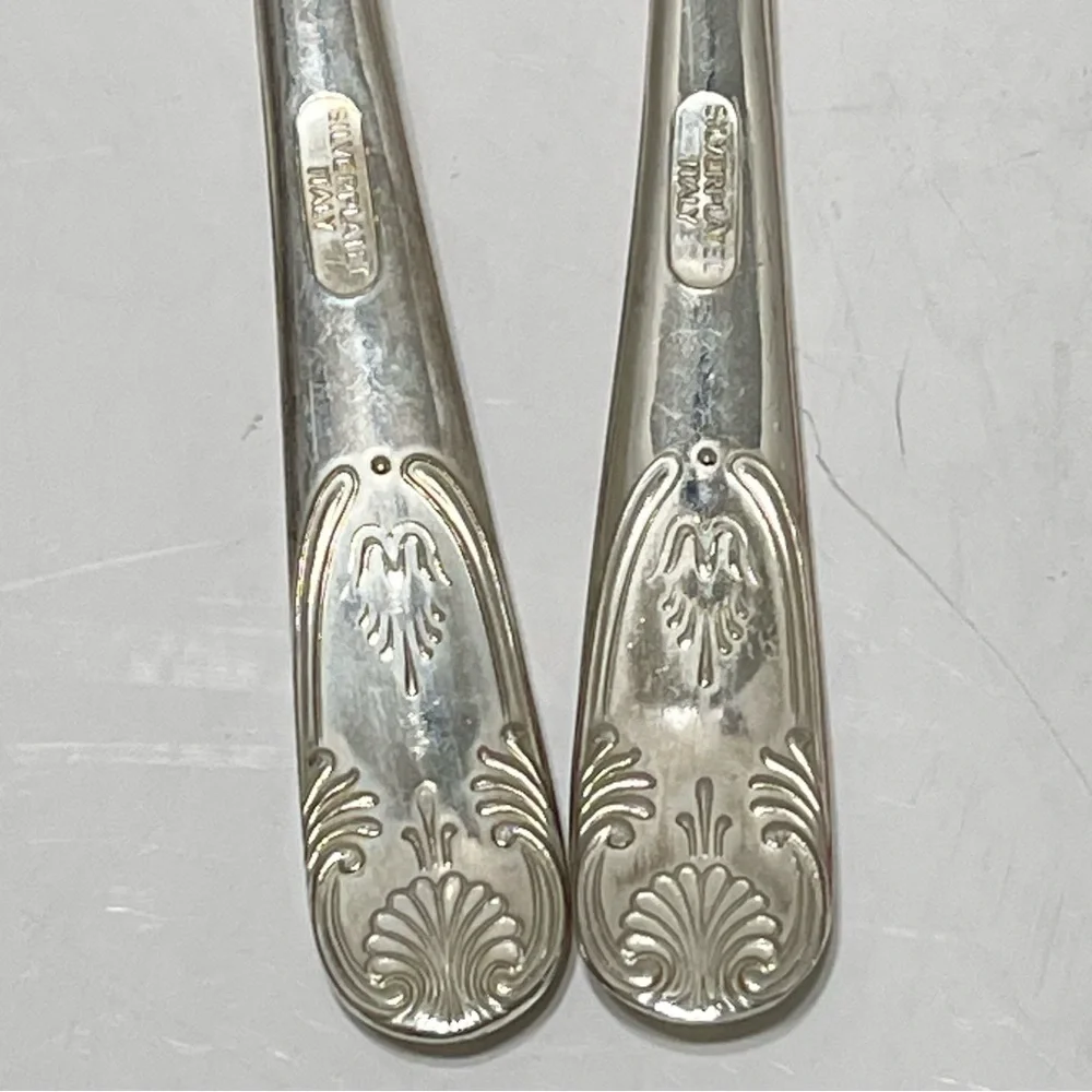 Vintage Silverplate Salad Serving Utensils Set Italy Scrolled Elegant Holiday 9